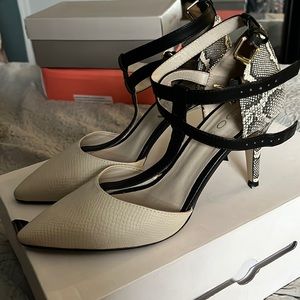Sexy Snakeskin Bone and Black Pump